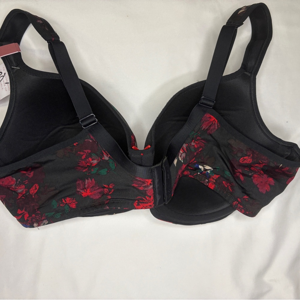 The Modern Cacique‎ Collection  Black and Red Floral Bra NWT Size 42C NWT - Picture 3 of 5